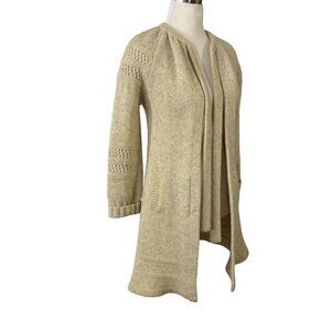 Higbees Wool Cardigan Sweater Oatmeal Size Large Made in British Hong Kong
